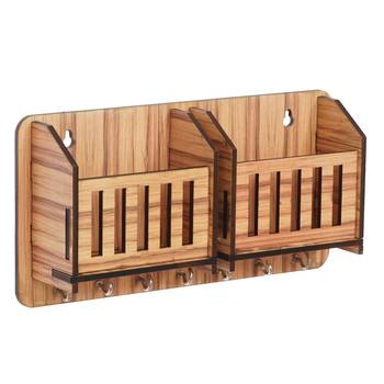 eCraftIndia Multiutility 7 Hooks Wooden Mobile Holder and KeyHolder 3