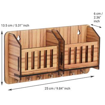 eCraftIndia Multiutility 7 Hooks Wooden Mobile Holder and KeyHolder 4