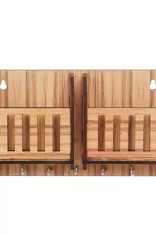 eCraftIndia Multiutility 7 Hooks Wooden Mobile Holder and KeyHolder