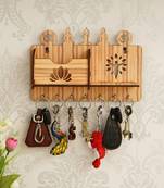 eCraftIndia Yoga Theme Multiutility 7 Hooks Wooden KeyHolder