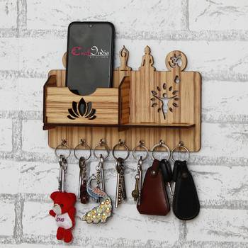 eCraftIndia Yoga Theme Multiutility 7 Hooks Wooden KeyHolder 2