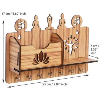eCraftIndia Yoga Theme Multiutility 7 Hooks Wooden KeyHolder 4