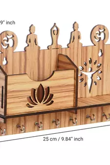 eCraftIndia Yoga Theme Multiutility 7 Hooks Wooden KeyHolder