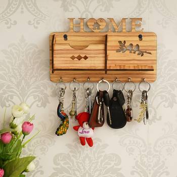eCraftIndia Home Theme Multiutility 7 Hooks Wooden KeyHolder 1