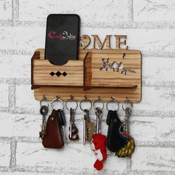 eCraftIndia Home Theme Multiutility 7 Hooks Wooden KeyHolder 2