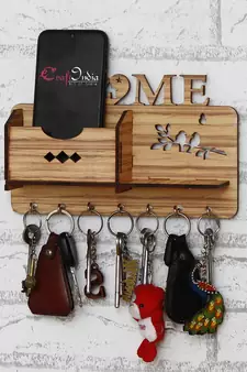 eCraftIndia Home Theme Multiutility 7 Hooks Wooden KeyHolder