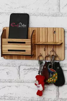 eCraftIndia Multiutility 5 Hooks Wooden KeyHolder