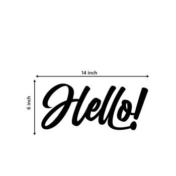 eCraftIndia "HELLO!" Black Engineered Wood Wall Art Cutout, Ready to Hang Home Decor 3