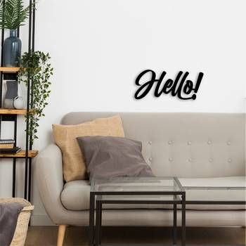 eCraftIndia "HELLO!" Black Engineered Wood Wall Art Cutout, Ready to Hang Home Decor 5