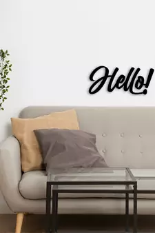 eCraftIndia "HELLO!" Black Engineered Wood Wall Art Cutout, Ready to Hang Home Decor
