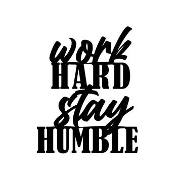 eCraftIndia "Work Hard Stay Humble" Black Engineered Wood Wall Art Cutout, Ready to Hang Home Decor 1