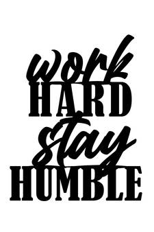 eCraftIndia "Work Hard Stay Humble" Black Engineered Wood Wall Art Cutout, Ready to Hang Home Decor