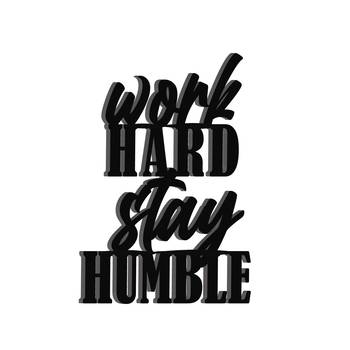 eCraftIndia "Work Hard Stay Humble" Black Engineered Wood Wall Art Cutout, Ready to Hang Home Decor 2
