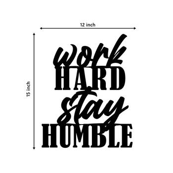 eCraftIndia "Work Hard Stay Humble" Black Engineered Wood Wall Art Cutout, Ready to Hang Home Decor 3