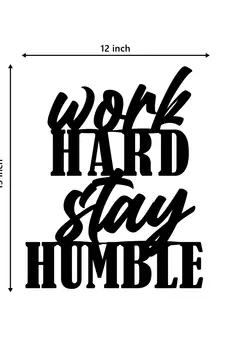 eCraftIndia "Work Hard Stay Humble" Black Engineered Wood Wall Art Cutout, Ready to Hang Home Decor