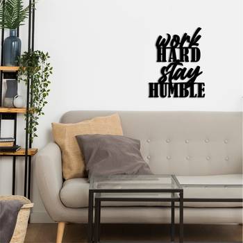 eCraftIndia "Work Hard Stay Humble" Black Engineered Wood Wall Art Cutout, Ready to Hang Home Decor 5