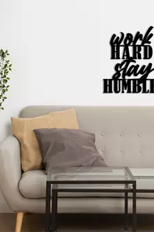 eCraftIndia "Work Hard Stay Humble" Black Engineered Wood Wall Art Cutout, Ready to Hang Home Decor
