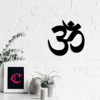 eCraftIndia "Om" Black Engineered Wood Wall Art Cutout, Ready to Hang Home Decor 4