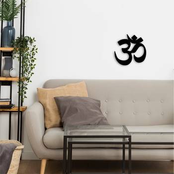 eCraftIndia "Om" Black Engineered Wood Wall Art Cutout, Ready to Hang Home Decor 5