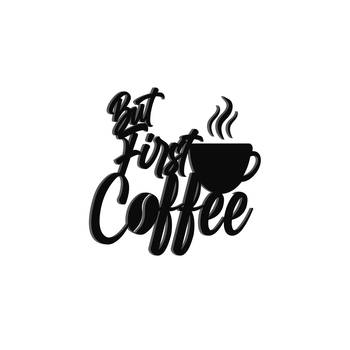 eCraftIndia "But First Coffee" With Mugblack Engineered Wood Wall Art Cutout, Ready to Hang Home Decor 2