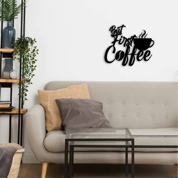 eCraftIndia "But First Coffee" With Mugblack Engineered Wood Wall Art Cutout, Ready to Hang Home Decor 5