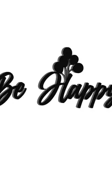 eCraftIndia "Be Happy" With Balloons Black Engineered Wood Wall Art Cutout, Ready to Hang Home Decor