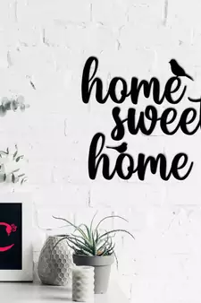 eCraftIndia "Home Sweet Home with Birds" Black Engineered Wood Wall Art Cutout, Ready to Hang Home Decor