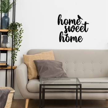 eCraftIndia "Home Sweet Home with Birds" Black Engineered Wood Wall Art Cutout, Ready to Hang Home Decor 5