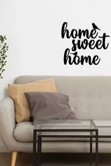 eCraftIndia "Home Sweet Home with Birds" Black Engineered Wood Wall Art Cutout, Ready to Hang Home Decor