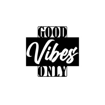 eCraftIndia "Good Vibes Only" Black Engineered Wood Wall Art Cutout, Ready to Hang Home Decor 1