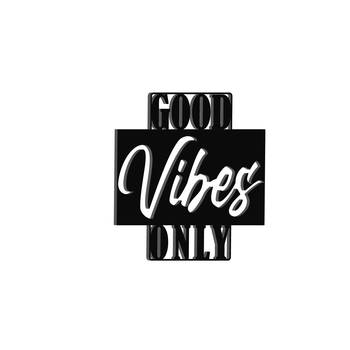 eCraftIndia "Good Vibes Only" Black Engineered Wood Wall Art Cutout, Ready to Hang Home Decor 2