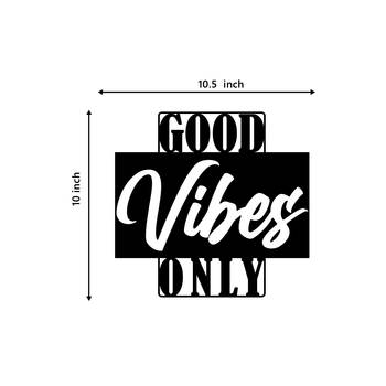 eCraftIndia "Good Vibes Only" Black Engineered Wood Wall Art Cutout, Ready to Hang Home Decor 3