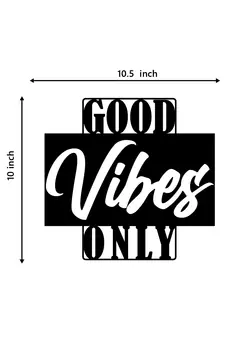 eCraftIndia "Good Vibes Only" Black Engineered Wood Wall Art Cutout, Ready to Hang Home Decor