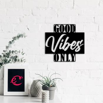 eCraftIndia "Good Vibes Only" Black Engineered Wood Wall Art Cutout, Ready to Hang Home Decor 4