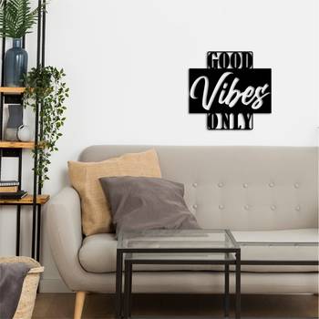 eCraftIndia "Good Vibes Only" Black Engineered Wood Wall Art Cutout, Ready to Hang Home Decor 5