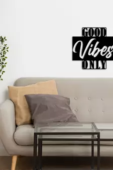 eCraftIndia "Good Vibes Only" Black Engineered Wood Wall Art Cutout, Ready to Hang Home Decor
