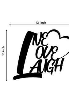 eCraftIndia "Live Love Laugh With Heart" Black Engineered Wood Wall Art Cutout, Ready to Hang Home Decor