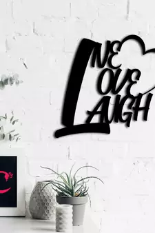 eCraftIndia "Live Love Laugh With Heart" Black Engineered Wood Wall Art Cutout, Ready to Hang Home Decor