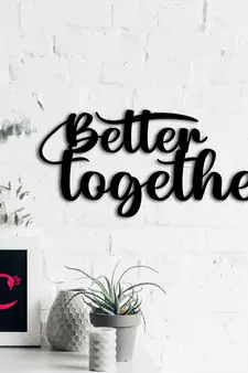 eCraftIndia "Better Together" Black Engineered Wood Wall Art Cutout, Ready to Hang Home Decor