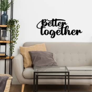 eCraftIndia "Better Together" Black Engineered Wood Wall Art Cutout, Ready to Hang Home Decor 5