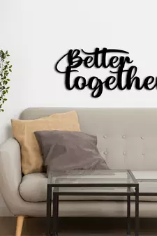 eCraftIndia "Better Together" Black Engineered Wood Wall Art Cutout, Ready to Hang Home Decor