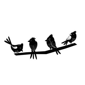 eCraftIndia "Birds on a Branch" Black Engineered Wood Wall Art Cutout, Ready to Hang Home Decor 1