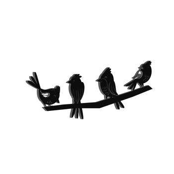 eCraftIndia "Birds on a Branch" Black Engineered Wood Wall Art Cutout, Ready to Hang Home Decor 2