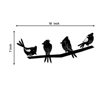 eCraftIndia "Birds on a Branch" Black Engineered Wood Wall Art Cutout, Ready to Hang Home Decor 3