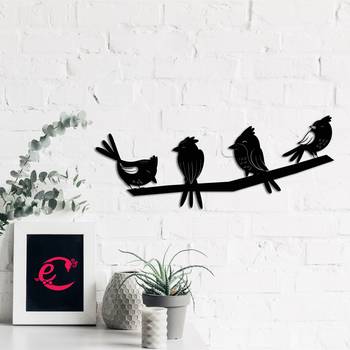 eCraftIndia "Birds on a Branch" Black Engineered Wood Wall Art Cutout, Ready to Hang Home Decor 4