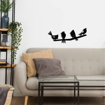 eCraftIndia "Birds on a Branch" Black Engineered Wood Wall Art Cutout, Ready to Hang Home Decor 5