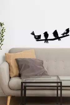 eCraftIndia "Birds on a Branch" Black Engineered Wood Wall Art Cutout, Ready to Hang Home Decor