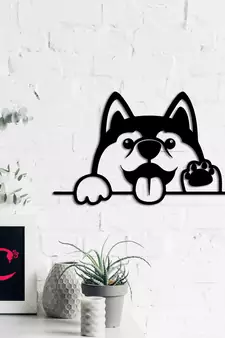 eCraftIndia "Dog Face" Black Engineered Wood Wall Art Cutout, Ready to Hang Home Decor