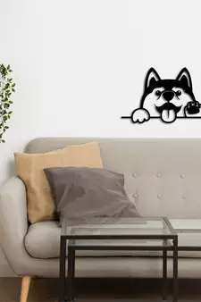 eCraftIndia "Dog Face" Black Engineered Wood Wall Art Cutout, Ready to Hang Home Decor