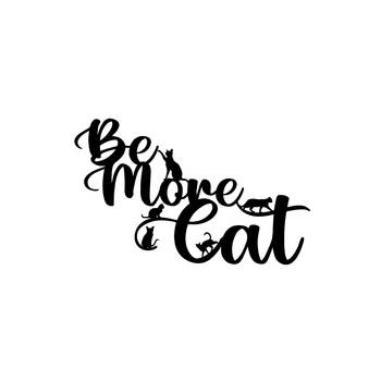 eCraftIndia "Be More Cat" Black Engineered Wood Wall Art Cutout, Ready to Hang Home Decor 1